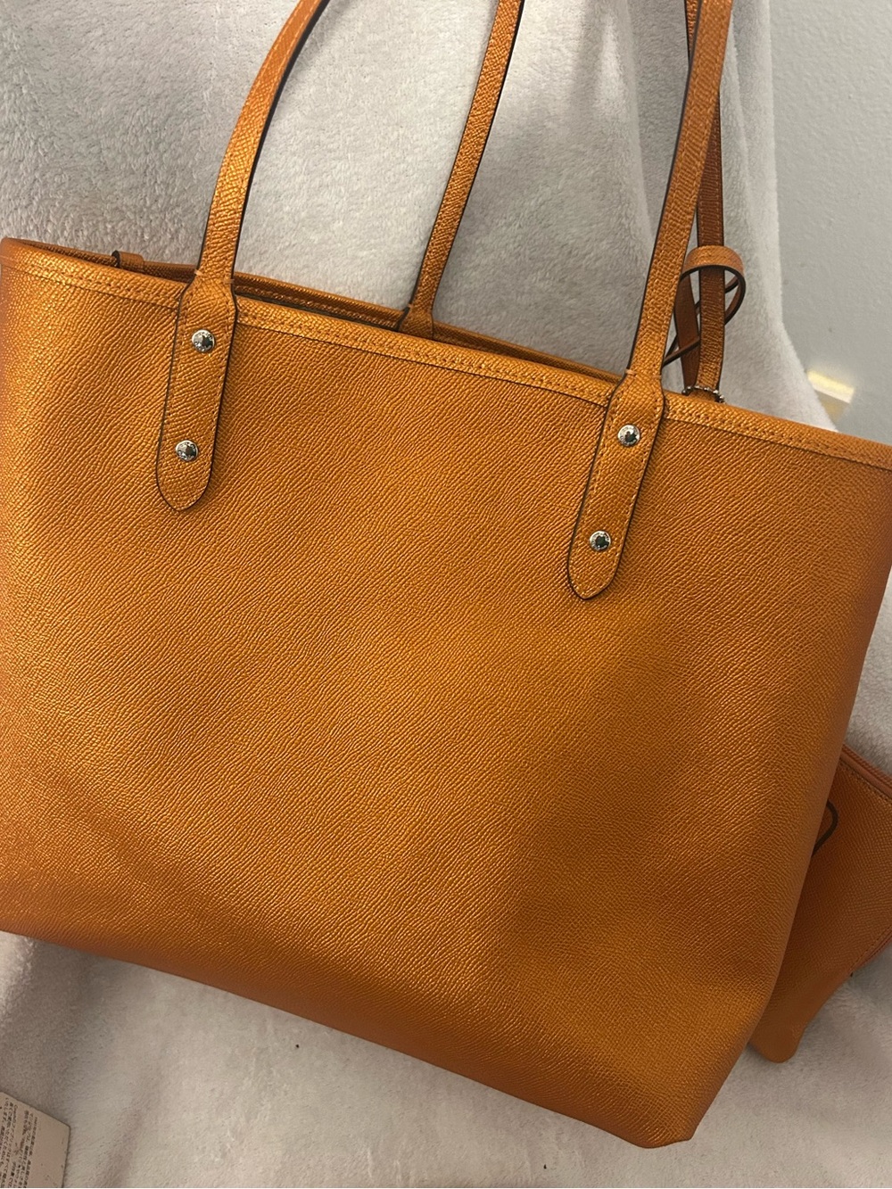 Coach Brown Signature Canvas Tote with Oran Leather Trim & Matching Wallet Pouch - Picture 10 of 11